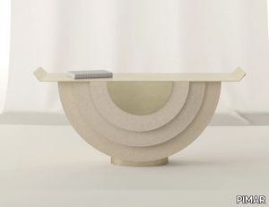 ROMANO - Natural stone coffee table for living room with brass top _ PIMAR