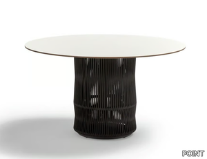 WEAVE - Round table with rope base and stoneware top _ POINT