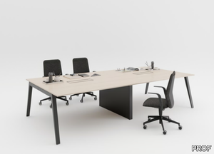 DODICI - Rectangular wooden meeting table with cable management _ PROF