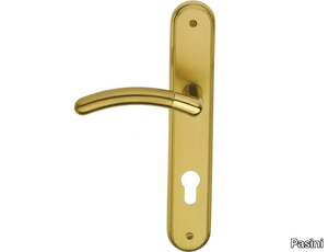 DENA EASY - Brass door handle on back plate with lock _ Pasini