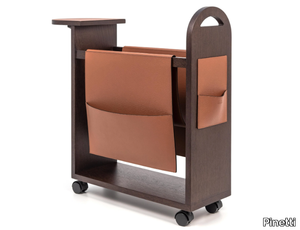 TATA - Oak and leather magazine rack _ Pinetti