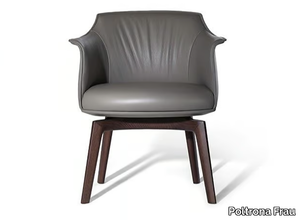 ARCHIBALD - Swivel upholstered leather easy chair with armrests _ Poltrona Frau