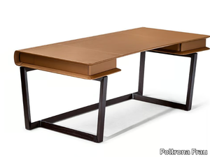 PEEK-A-BOOK - Rectangular writing desk with leather top and drawers _ Poltrona Frau