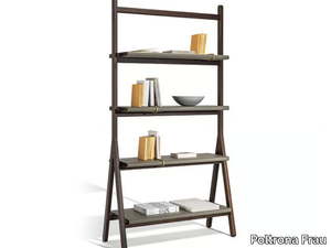 REN - Contemporary style freestanding double-sided wooden bookcase _ Poltrona Frau