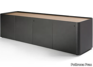 TRUST - Tanned leather office storage unit with lock _ Poltrona Frau