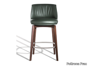 ARCHIBALD - High upholstered leather stool with footrest _ Poltrona Frau