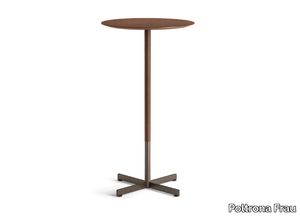 BOB BISTROT - Round walnut high table with 4-star base _ Poltrona Frau