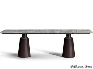 MESA DUE - Rectangular dining table with marble top _ Poltrona Frau