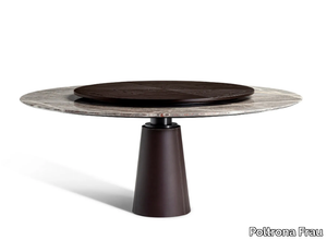 MESA DUE - Round marble dining table with wooden Lazy Susan _ Poltrona Frau