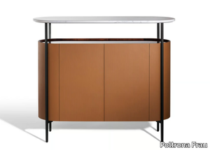 MI - Tanned leather highboard with doors and marble top _ Poltrona Frau