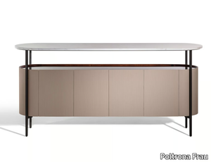 MI - Sideboard covered in leather and marble top _ Poltrona Frau