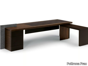 H_O DESK - Rectangular wooden executive desk with drawers _ Poltrona Frau