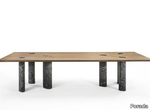 OSMOSE - Wooden and marble dining table _ Porada