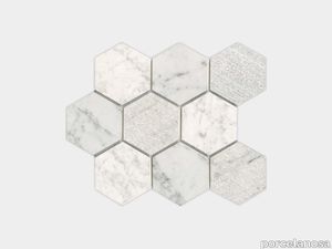 World Hexagon Texture White 12"X10"
