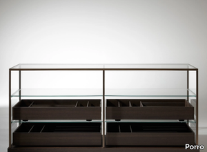ACQUARIO - Wood and glass chest of drawers _ Porro