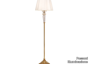 CHARLOTTE 4795/P - Shaded gold plated floor lamp with glass and silk shade _ Possoni Illuminazione