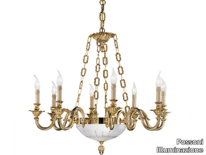 MEG 518/8+2 - French gold chandelier with hand cut satin glass _ Possoni Illuminazione