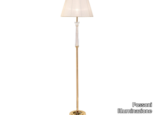 VICKY 37089/P - Gold plated floor lamp with crystal and shade _ Possoni Illuminazione