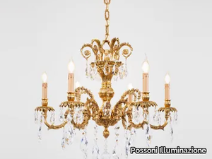 ASTOR 720/6-SH/G - LED brass chandelier with crystals _ Possoni Illuminazione