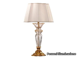 CHARLOTTE 4795/LG - Gold plated table lamp with glass and shade _ Possoni Illuminazione