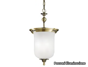 ELISABETH 1972/3-SAT - Antique Brass finish pendant with satin glass _ Possoni Illuminazione