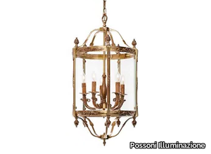 EMILY 4505T - French Gold lantern with glass _ Possoni Illuminazione