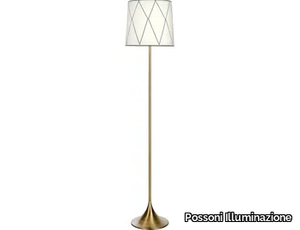 EPOQUE 555/P - Antique brass finish floor lamp with shade _ Possoni Illuminazione