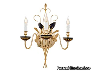 FOLIAGE 350/A3 - Gold plated/satin gold plated wall light with crystal _ Possoni Illuminazione