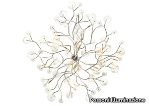 IN BLOOM 1080/16PL - Natural brass ceiling light with glasses _ Possoni Illuminazione