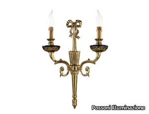 NOEMI 236/A2 - Shaded gold plated wall light with blue crystal _ Possoni Illuminazione