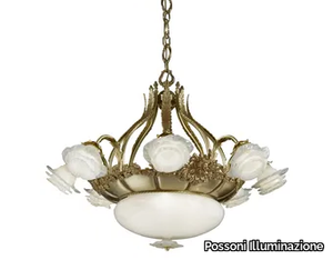 ROSE 701/8+3 - French Gold chandelier with glasses _ Possoni Illuminazione