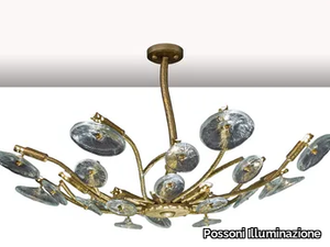 IN BLOOM 1080/16 - LED brass and glass chandelier _ Possoni Illuminazione