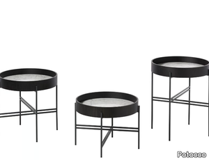 TRAY 872/TC - Round metal coffee table with tray and marble top _ Potocco