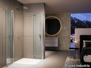 JOLLY FREE JE-2 - Corner tempered glass shower cabin with folding door _ Provex Industrie