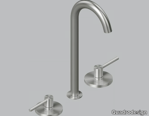 FFQT 21 32V - 3 hole stainless steel washbasin mixer with adjustable spout _ Quadrodesign