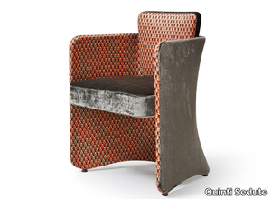 ANNA - Upholstered leather easy chair with armrests _ Quinti Sedute