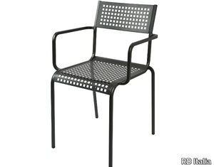MONELLA 2 - Stackable galvanized steel garden chair with armrests _ RD Italia