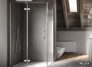 COVER AF+F - Corner crystal shower cabin with hinged door _ RELAX