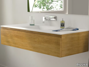 MODULO WOOD - Wall-mounted oak vanity unit with drawers _ RILUXA