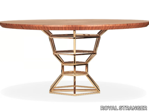 THE GRAAL - Round wood veneer table with brass base _ ROYAL STRANGER