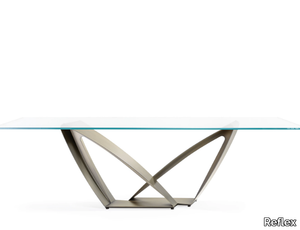 APEIRON 72 - Metal base table with glass top _ Reflex