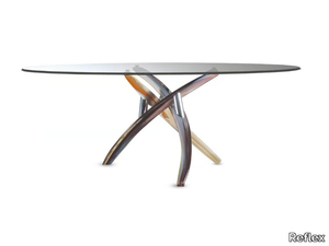 FILI D'ERBA - Oval glass dining table _ Reflex