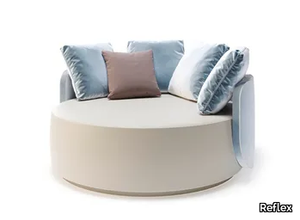 HUG - Upholstered round leather pouf _ Reflex