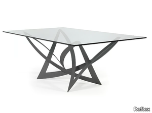 INFINITO - Rectangular glass and iron dining table _ Reflex