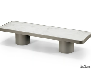 TAU 40 STEEL - Low wood and glass coffee table _ Reflex