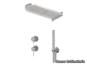 INOX DESIGN - Stainless steel shower set with hand shower with overhead shower _ Remer Rubinetterie