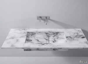 UNICO - Rectangular marble washbasin with integrated countertop _ Rexa