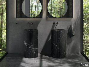 ROLL - Freestanding Nero Marquina marble washbasin _ Rexa