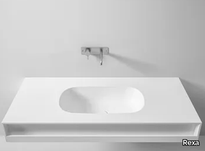 MOODE - Wall-mounted Corian® washbasin with towel rail _ Rexa