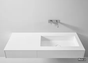 RETTANGOLARE LAVABI - Wall-mounted Corian® washbasin with drawers _ Rexa